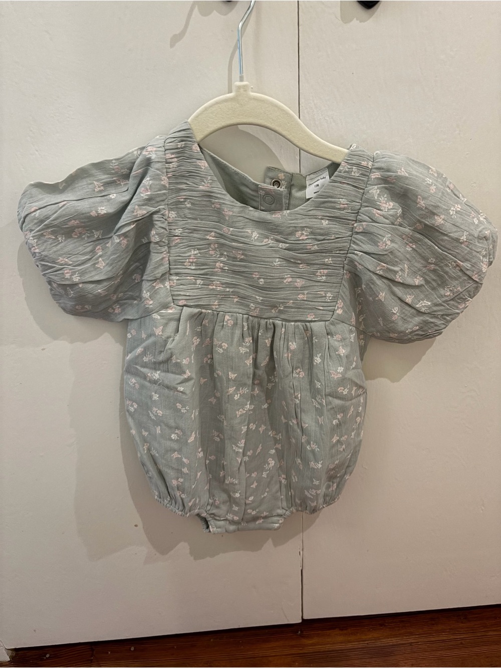 abercrombie kids Pale Sage Puff-Sleeve Floral One-Piece